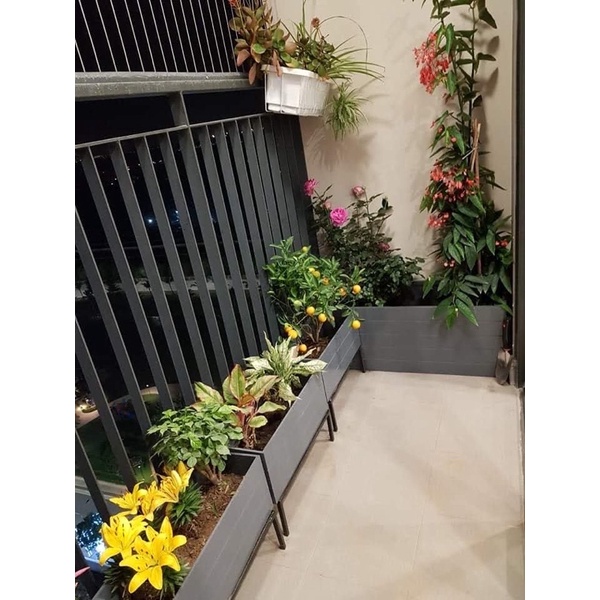 - hàng loại 1- chậu nhựa composite trồng cây màu ghi kt 50x20x20