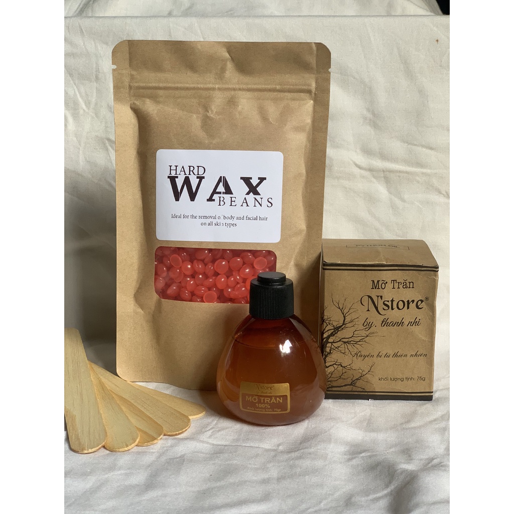 Combo triệt lông sáp wax nóng, wax lông nhập khẩu, tặng mỡ trăn nguyên chất chính hãng