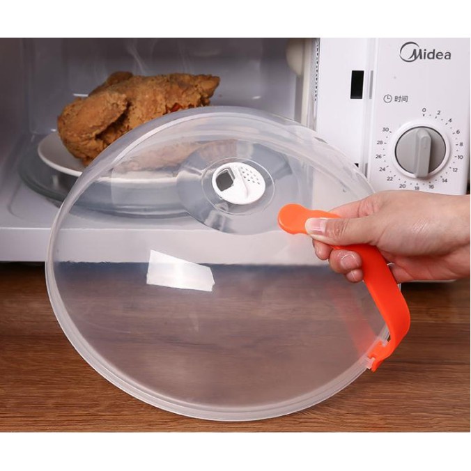 Nắp chịu nhiệt đậy thức ăn lò vi sóng có tay cầm và lỗ thoát hơi