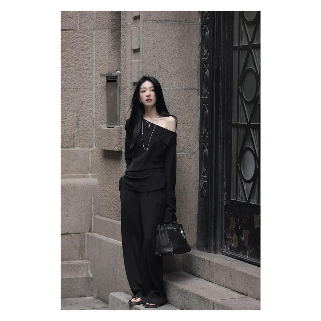 Set Bộ Áo Lệch Vai Quần Xuông Tằm Thái ECLIPSE CLOTHING