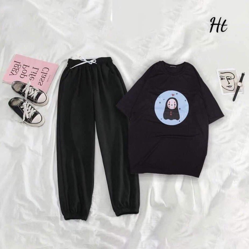 Sét áo ma ngắn tay +quần bom trơn đen HT12