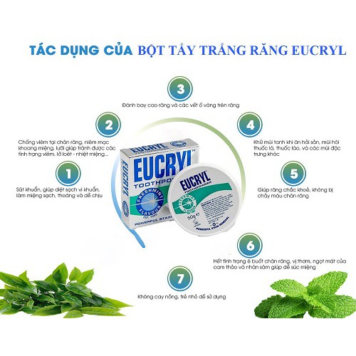 Eucryl  - Bột Tẩy Trắng Răng Eucryl Toothpowder 50g - Skinfa.