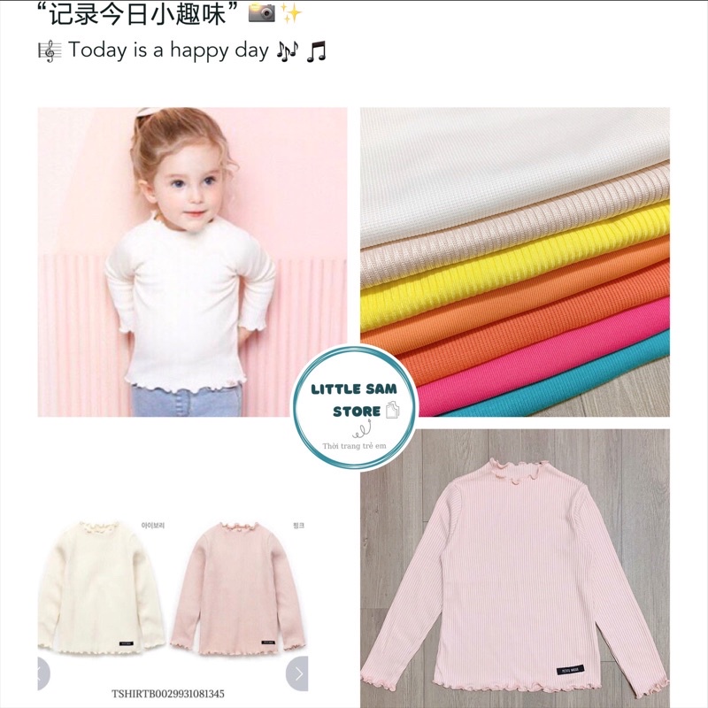 Áo giữ nhiệt cho bé cổ 2cm, áo dài tay bé gái hàng xuất Hàn mẫu mới 2022 kết hợp mặt trong váy size 11-23kg