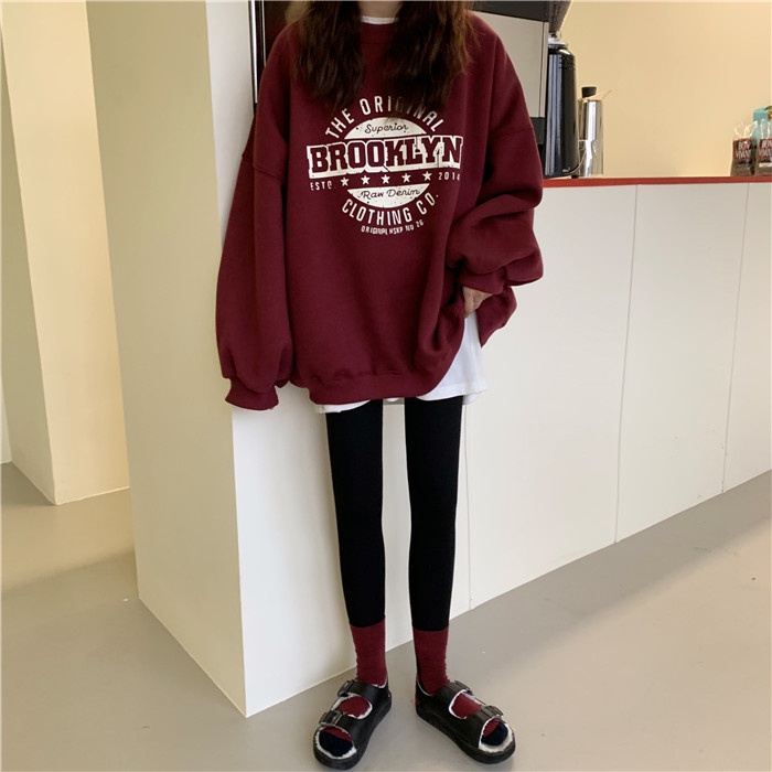 Áo Sweater In Chữ Màu Rời Mùa Thu Và Mùa Đông Unisex