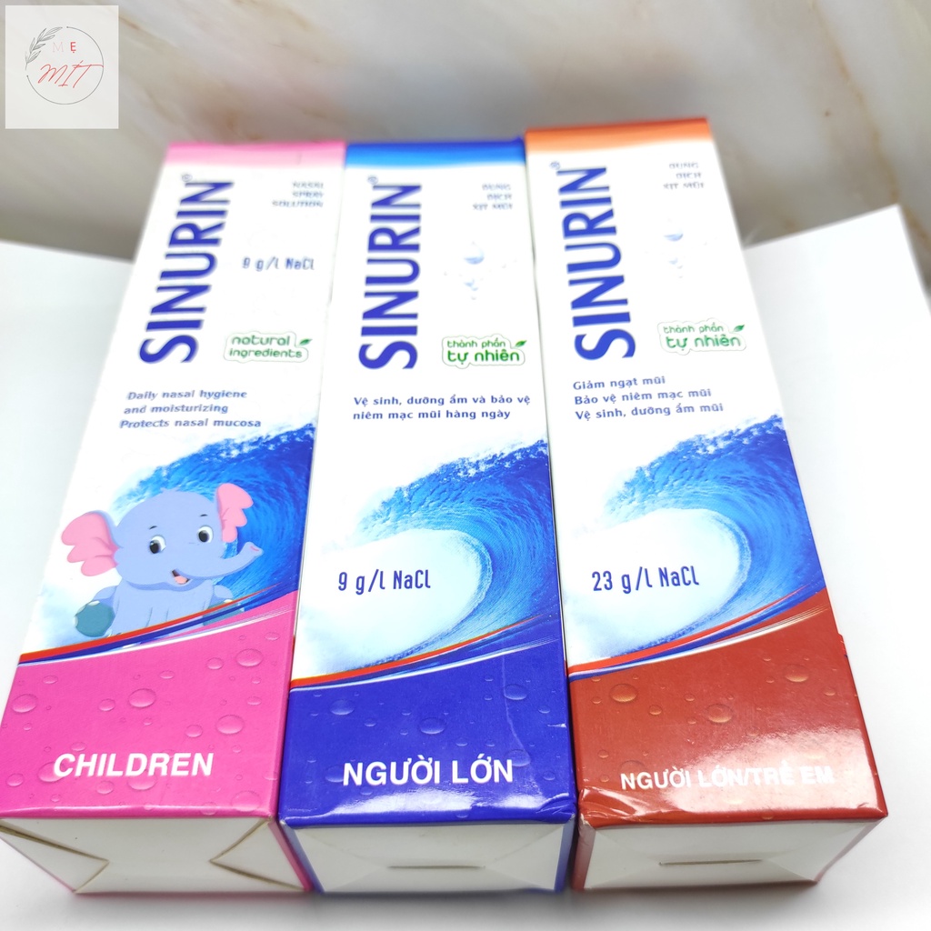 Xịt Nước Muối Biển Sinurin của Dược Cát Linh Từ Muối Ưu Trương, Đẳng Trương, Cho Bé Từ 3 Tháng Và Người Lớn Lọ 120ml
