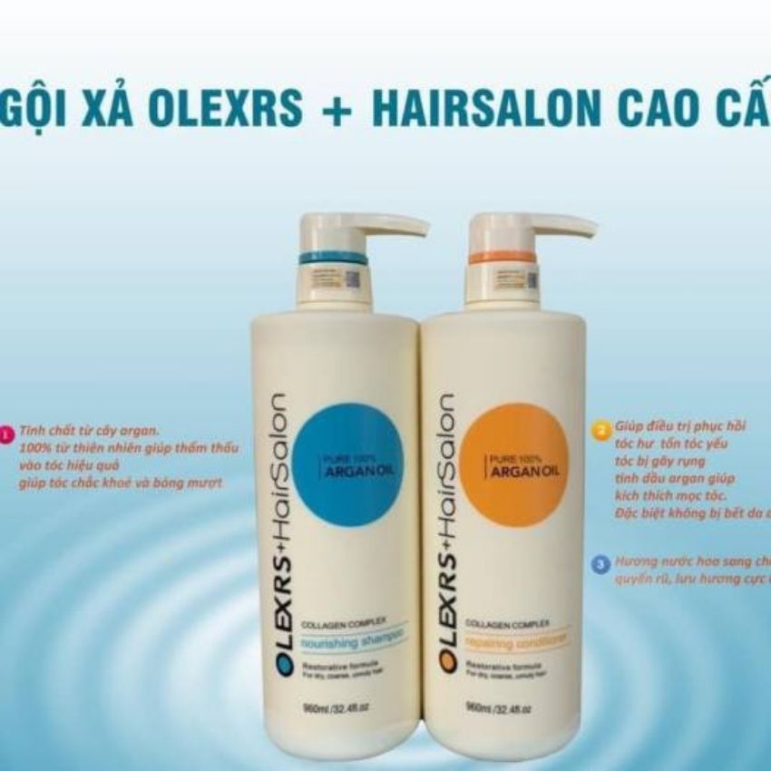 Dầu gội cặp olexrs hair salon, dầu gội xả siêu phục hồi kích mọc tóc Olexrs Hair Salon Argan oil 500ml
