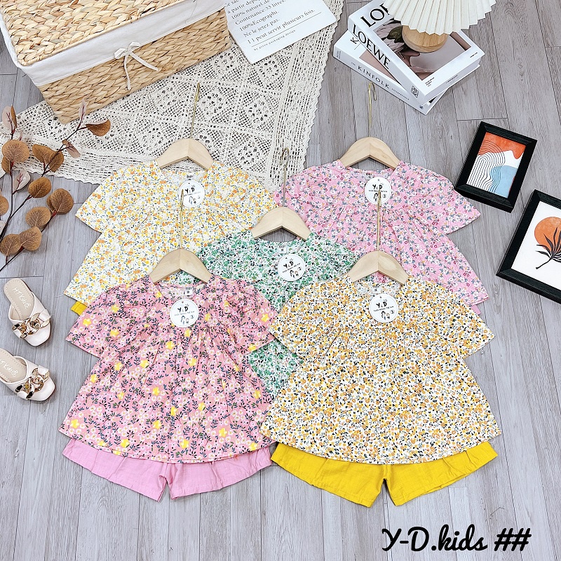 Bộ bé gái thô hoa nhí quần đùi XHN823