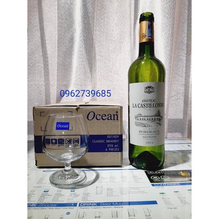 Bộ 6 ly vang chân thấp Ocean CLASSIC BRANDY 255ml,340ml  ly tròn