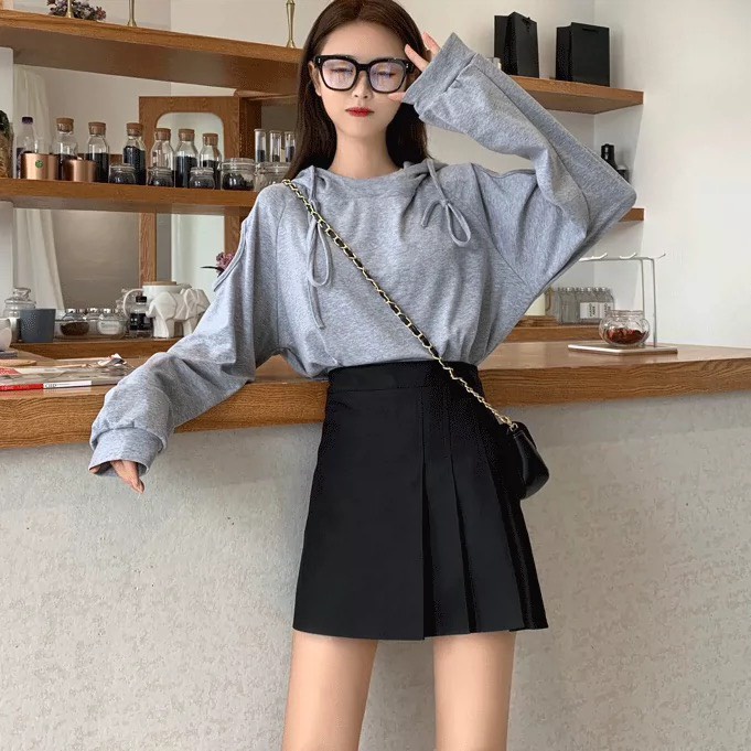 Chân váy chữ A xếp li 1 bên dáng ngắn phông cách công sở thanh lịch trẻ trung cao cấp ( có quần trong )
