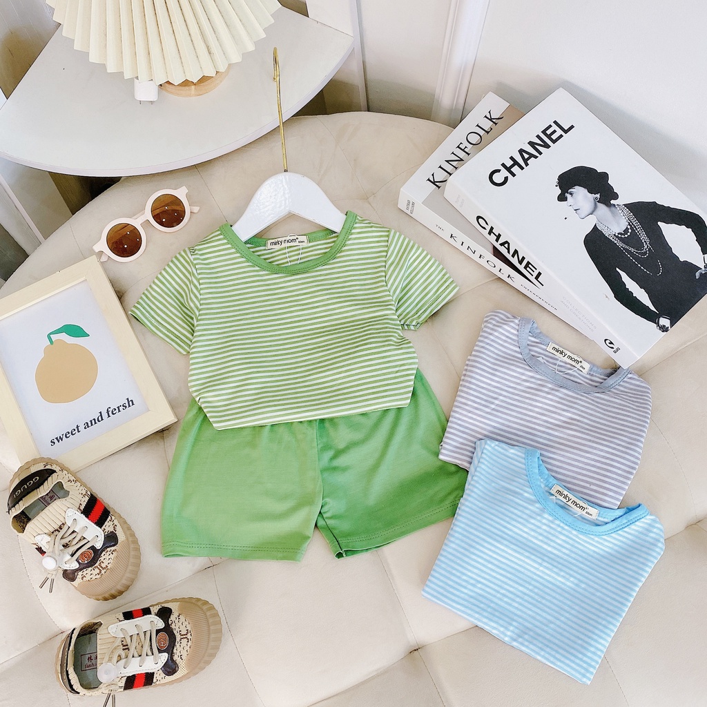 Đồ bộ MINKY MOM size đại cho bé trai bé gái cộc thun sọc, quần áo trẻ em monky mặc nhà cho bé 1 2 3 4 5 6 7 tuổi BC001