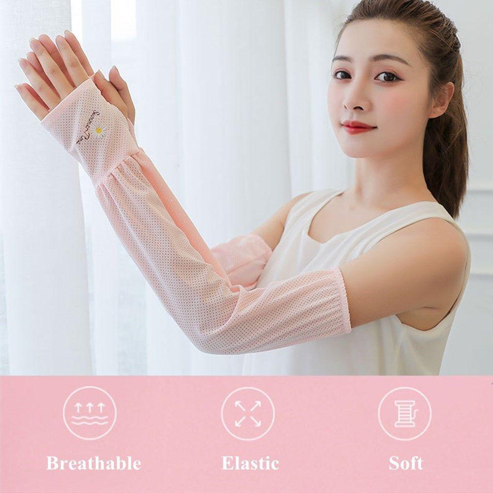 Găng Tay Chống Nắng Và Tia UV Bằng Lụa Lạnh Phối Lưới Thoáng Khí Thời Trang Mù