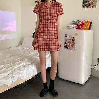 [Thanh Lý] D99 - Đầm Bigsize Dạng Vest Caro Đỏ