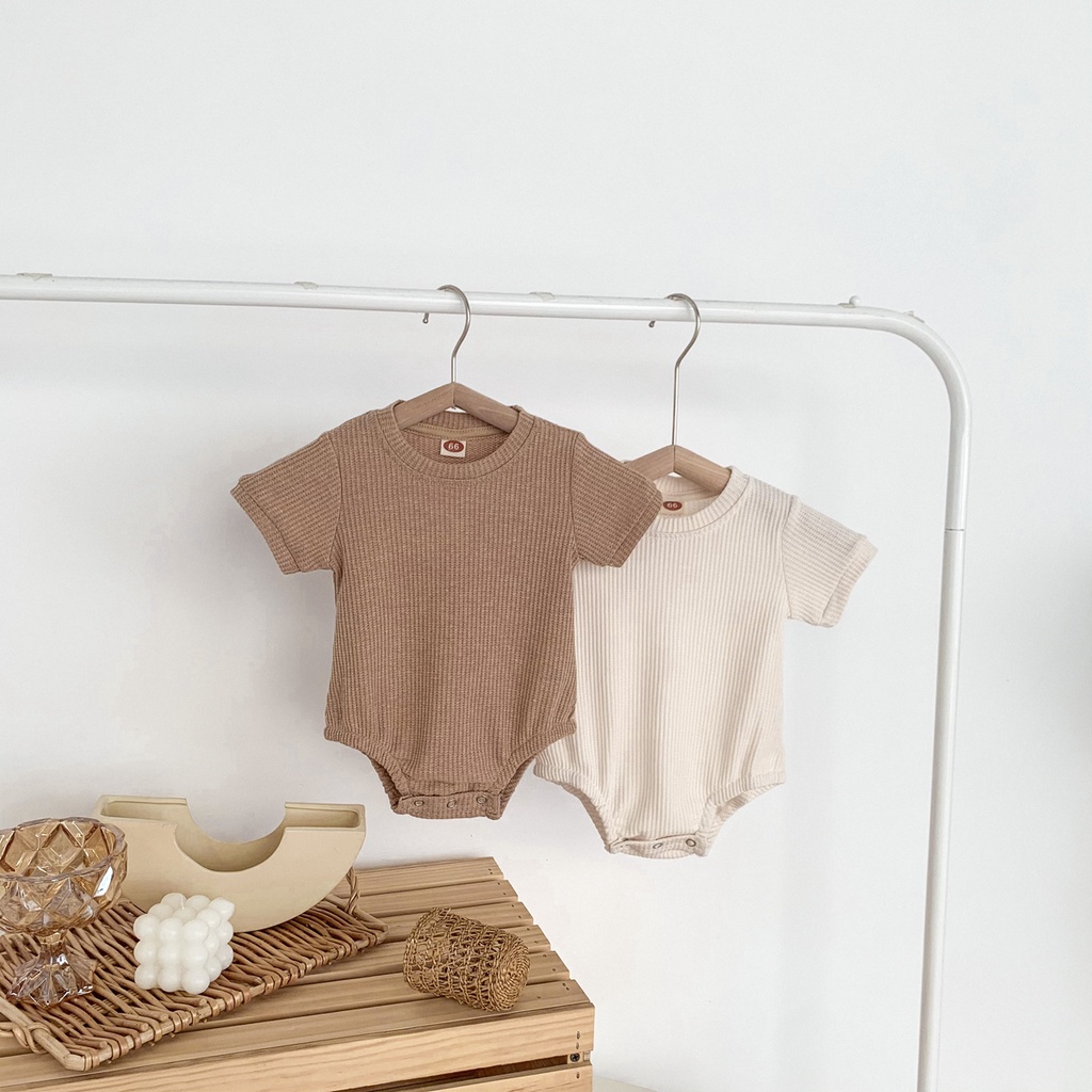 Áo liền quần một mảnh tay ngắn đơn giản vải cotton dành cho bé