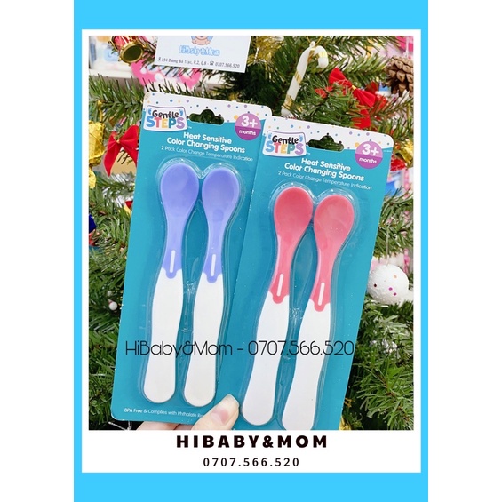 Set 2 thìa báo nóng Gentle Steps cao cấp dùng an toàn cho bé