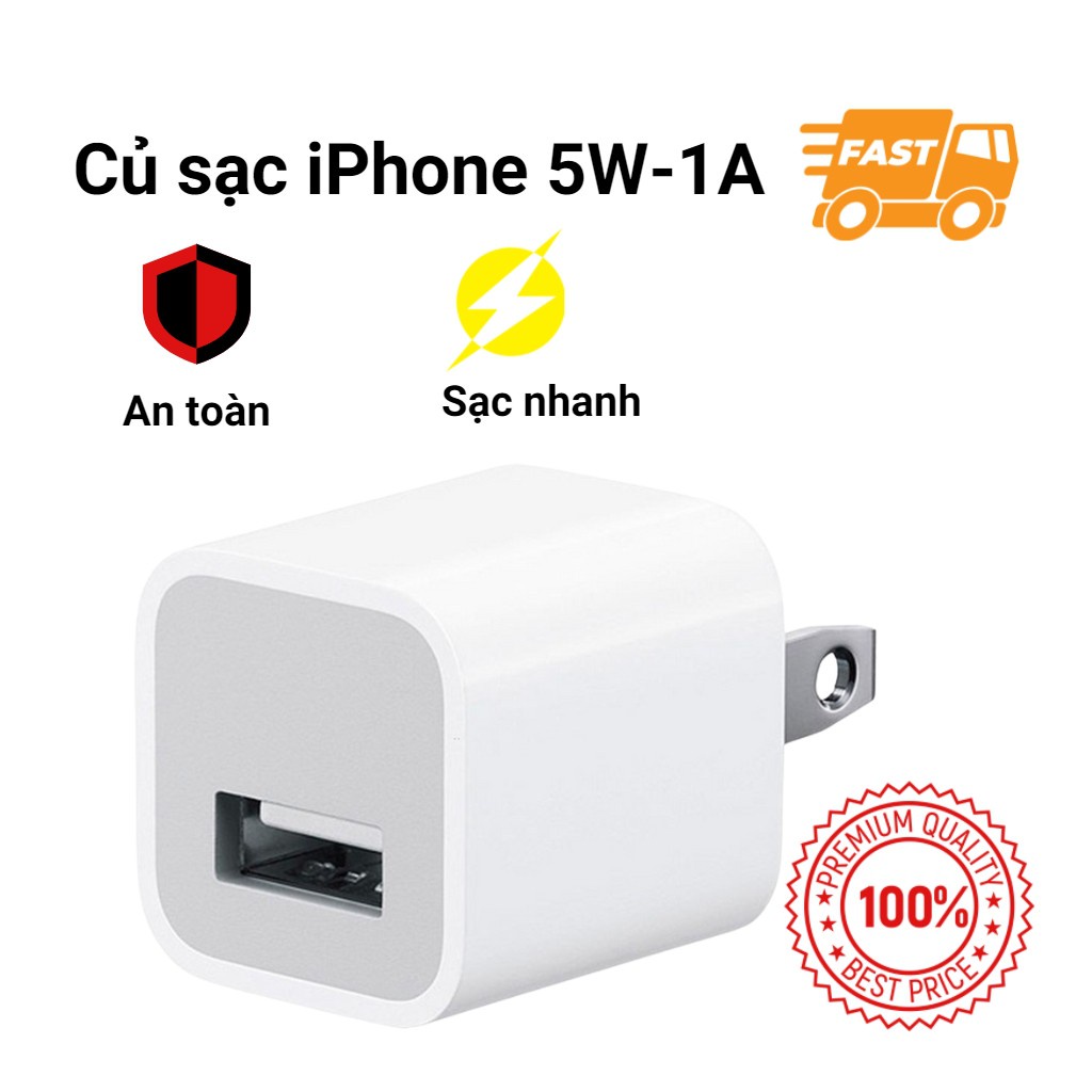 Củ sạc IP1A chuẩn dòng,Cục sạc IPsạc nhanh không nóng không loạn cảm ứng.