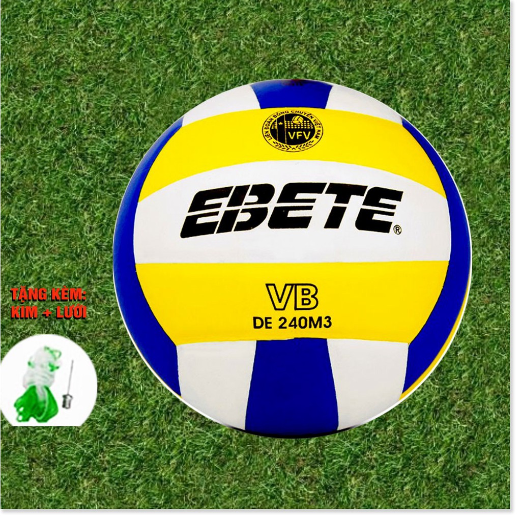 Bóng chuyền Động Lực Ebete DE 240M3 da PU- Quả banh bóng chuyền tốt DE240m3 cho nam nữ chính hãng dùng cho thi đấu