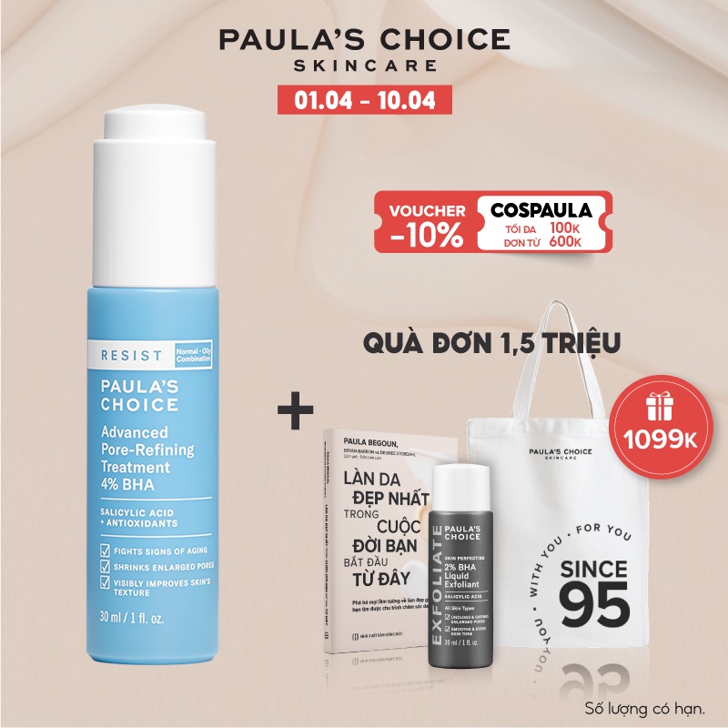 Lotion tái tạo và phục hồi da mụn Paula’s Choice Resist Advanced Pore - Refining Treatment 4% BHA - 30ml 7791