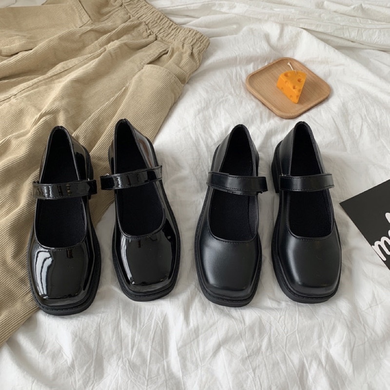 Giày búp bê có quai mũi vuông Mary Jane vintage học sinh Yannie Lolita