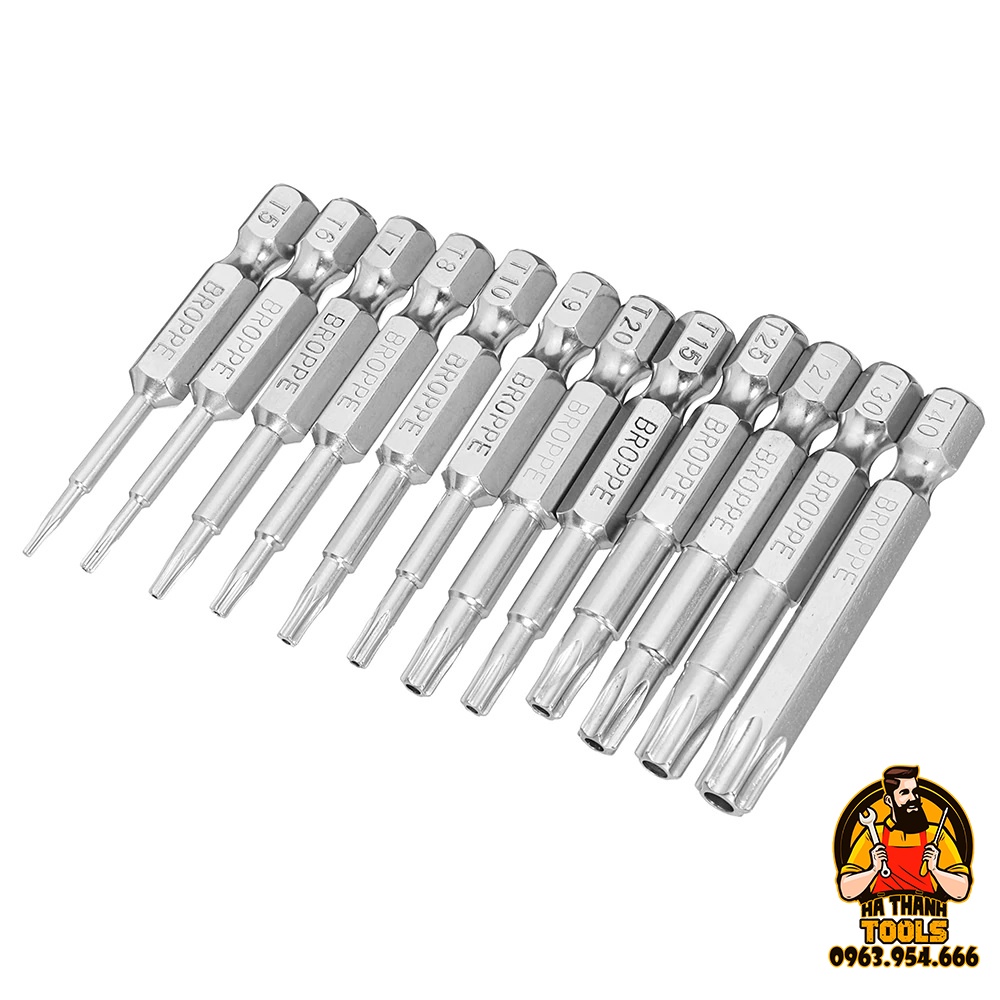 Bộ Mũi Hoa Thị, Hoa Khế Bắn Vít BROPPE Chuôi Lục Giác - Đầy Đủ Các Cỡ  Cho Khoan Pin, Khoan Điện