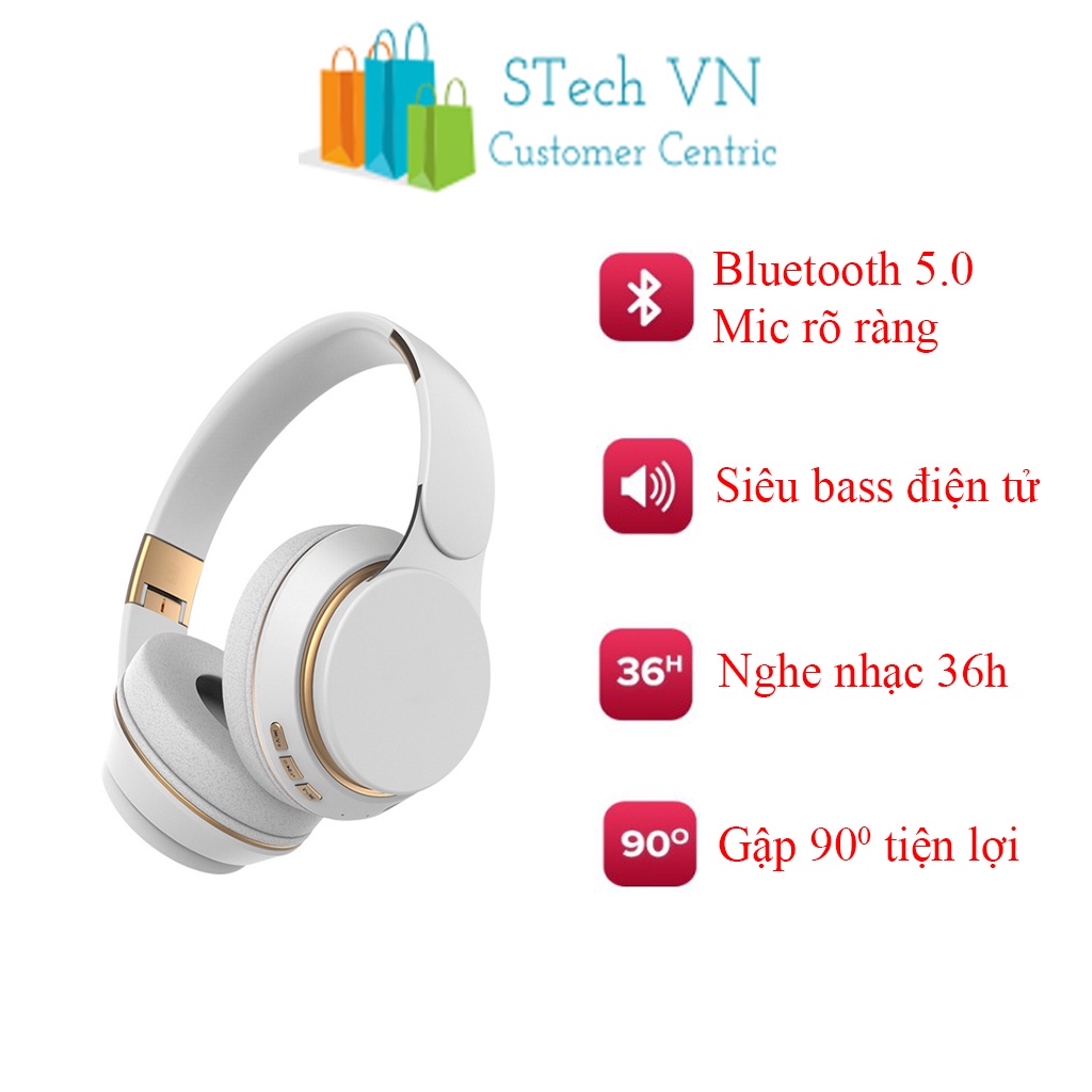 ▥►Tai nghe chụp không dây xbass, headphone bluetooth bass mạnh, có mic đàm thoại, kiểu dáng thời trang - BH 12 tháng