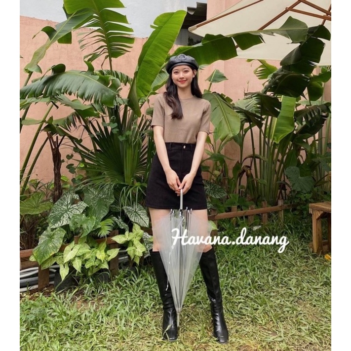 Chân váy chữ A túi ngang mặc 4 mùa phong cách Hàn Quốc