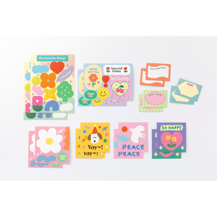 Set 18 Tấm Sticker Size Hình Vuông ARTBOX Hàn Quốc Nhiều Kiểu Họa Tiết Xinh Xắn