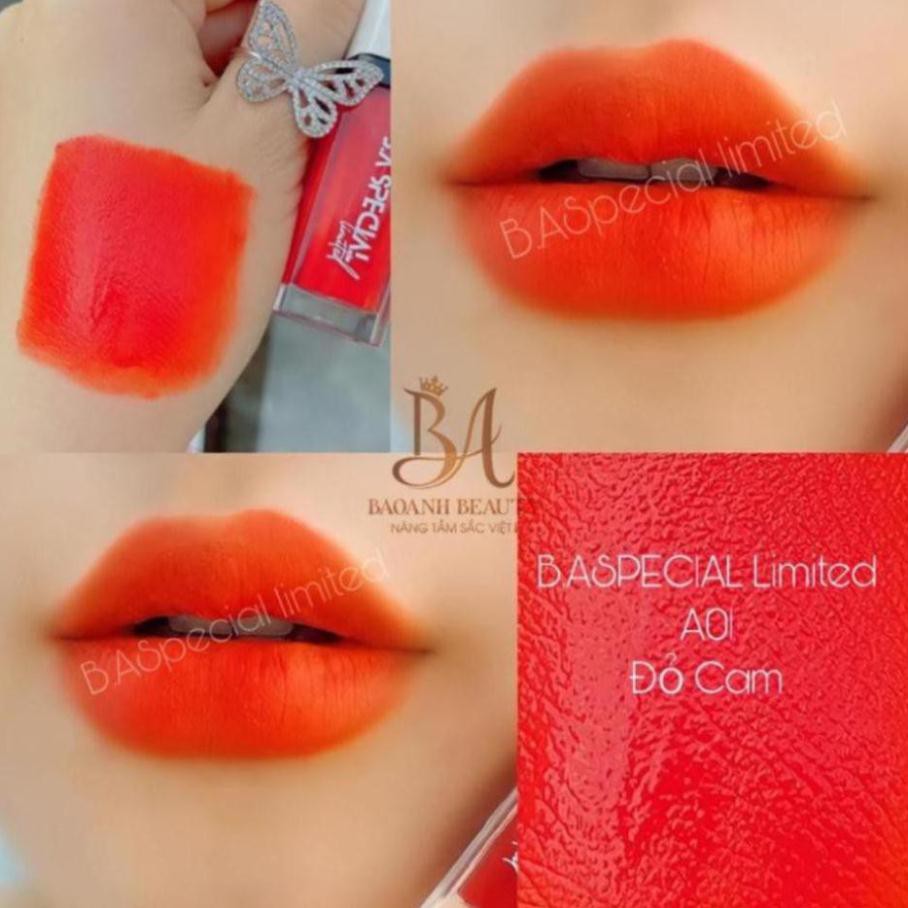 New New!  [A01 Đỏ Cam] Son B.A Special Limited – Son Hữu Cơ Không Chì Siêu Lì – Màu Son Sáng Da Tươi Tắn