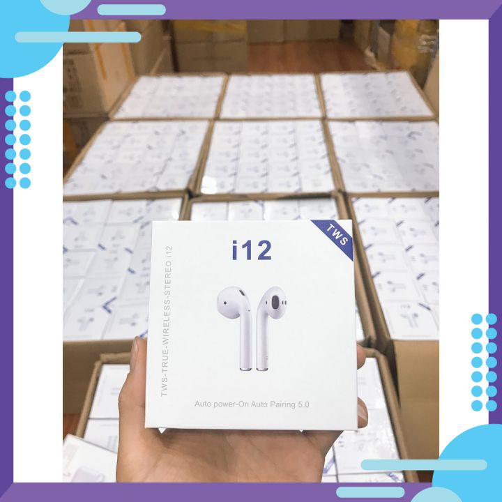 [𝗧𝗮̣̆𝗻𝗴 𝗞𝗲̀𝗺 𝗖𝗮𝘀𝗲 𝗫𝗶̣𝗻] Tai Nghe Bluetooth Không Dây i12 Âm Thanh Nổi, Pin Bền,Cảm Biến Vân Tay Điện Thoại Apple và Andr | BigBuy360 - bigbuy360.vn