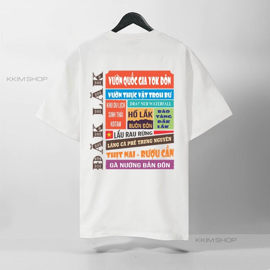 Áo thun tay lỡ ĐẮK LẮK, Áo phông 63 tỉnh thành Form rộng oversize, chất liệu Cotton KKIMSHOP