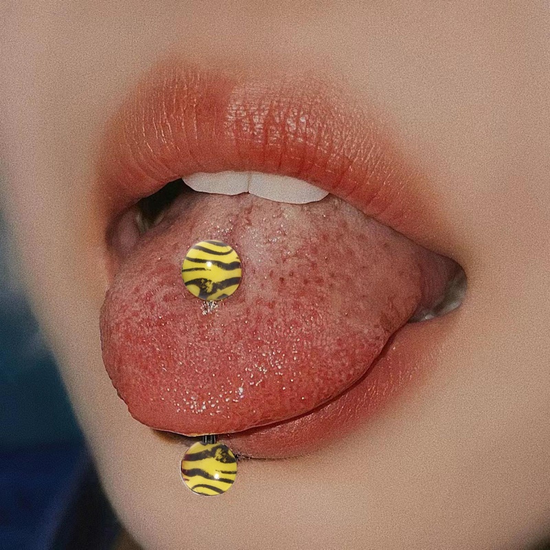 Khuyên Xỏ Lưỡi Bằng Thép Không Gỉ Acrylic Thời Trang Dành Cho Nam Nữ