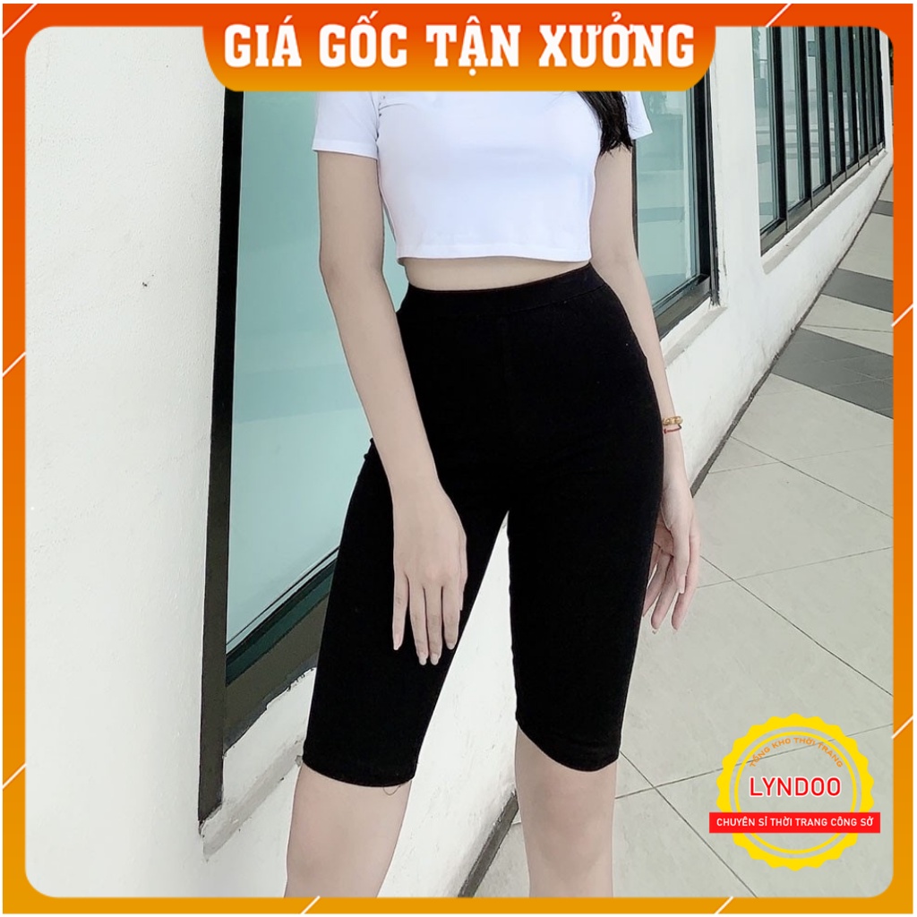 Quần legging ngố nâng mông, quần legging lửng nữ tập gym, yoga vải cotton cao cấp co dãn 4 chiều dáng ôm bó lưng thun