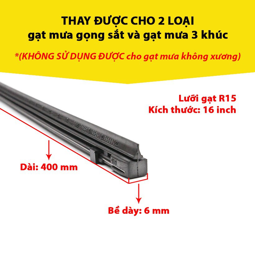 Combo hộp 2 Lưỡi gạt mưa loại A VIAIR R15  - Nhập Khẩu Chính Hãng