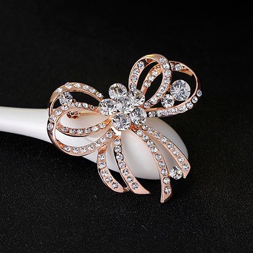 Ghim cài áo hình nơ đính đá sang trọng cho nữ