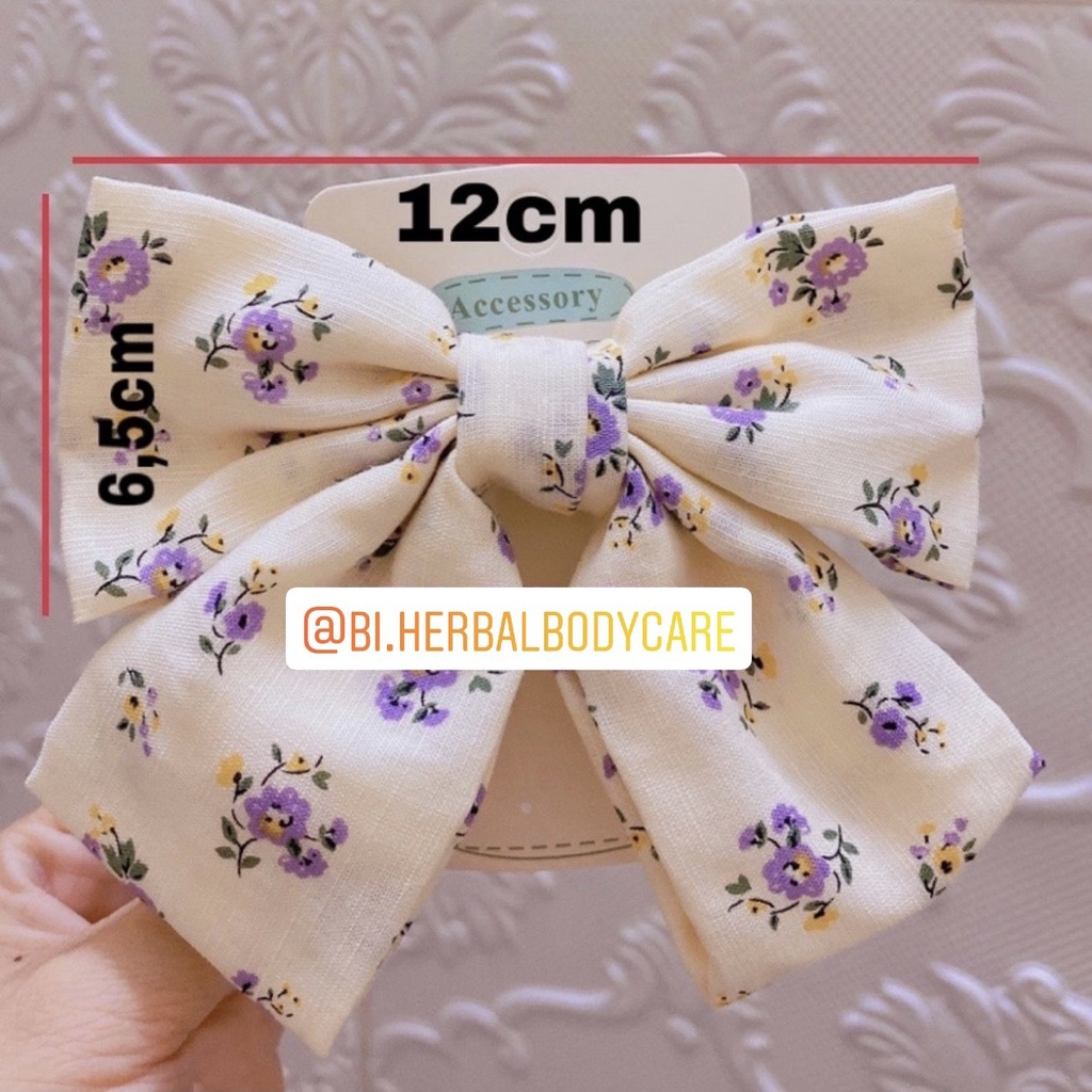 [Hàng thiết kế] Kẹp tóc nơ hoa nhỏ màu be handmade phong cách vintage dành cho tiểu thư