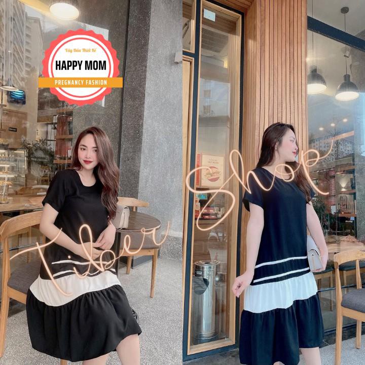 Váy Bầu Công Sở🎀Váy Bầu Mùa Hè Thiết Kế Đuôi Cá Ba Tầng, Dáng Dài Qua Gối