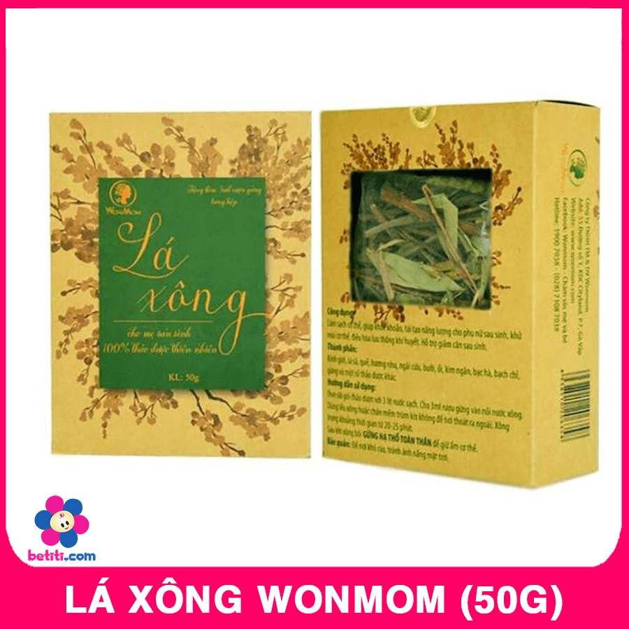 Combo 2 Hộp Lá Xông Cho Mẹ Sau Sinh Wonmom - Thảo Dược Thiên Nhiên (50gr/gói) - 8938510206358x2