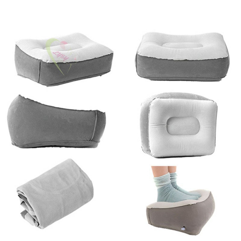 LE Portable Inflatable Foot Rest Pillow Cushion PVC Air Travel Office Home Leg Up Footrest Relaxing Feet Tool @VN