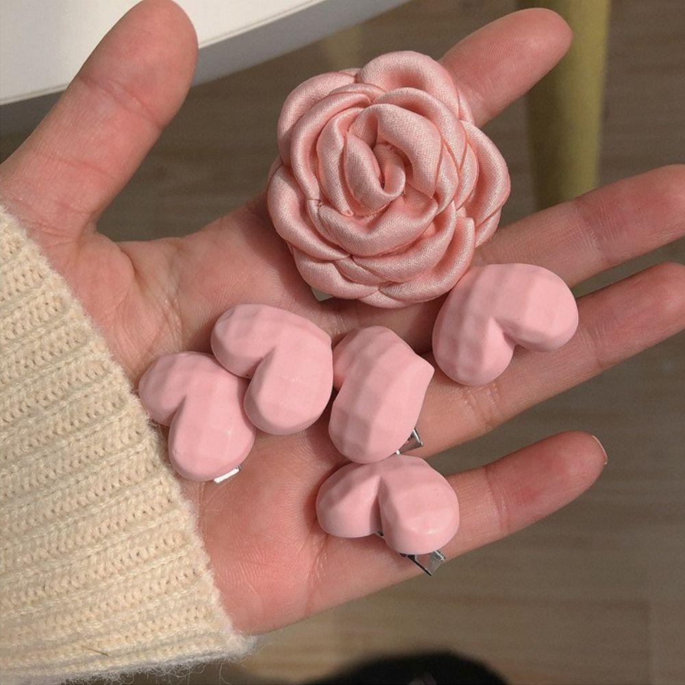 FORBETTER Kẹp Tóc Hình Trái Tim Đính Hoa Trà Ngọt Ngào Cho Nữ