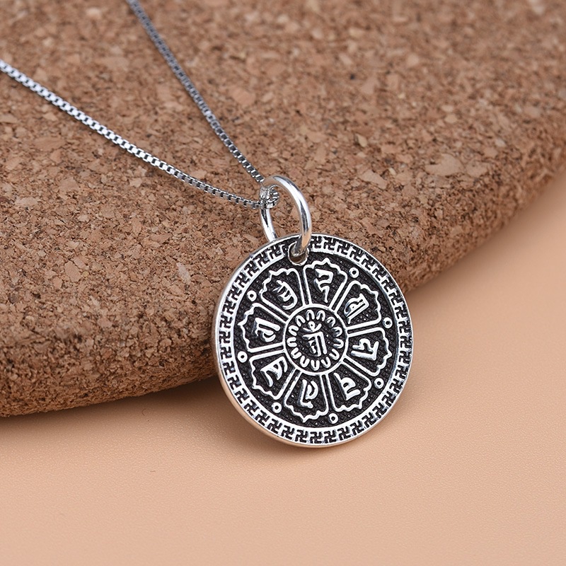 █diy゜ S925 Bạc●Mặt Trang Sức Hình Tròn Bằng Bạc S925 Phong Cách Retro