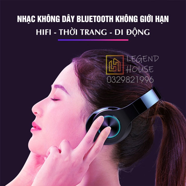 Tai Nghe Bluetooth Chụp Tai Không Dây Gaming Có Mic Âm Thanh Nổi Hifi Headphone Gaming Bluetooth Âm Bass Mạnh Mẽ