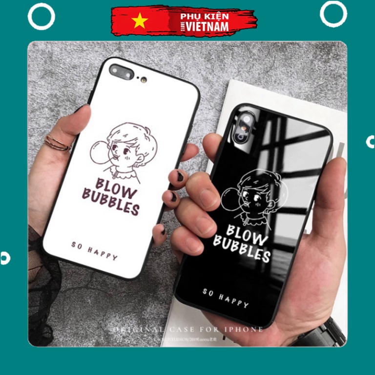 Ốp lưng iphone 6, 7, 8 Plus, X, XS, XR, XSMAX, 11, 11PRO, 11 PROMAX, 12, 13 PROMAX cậu bé thổi kẹo cao su thiên nhiên BẰ