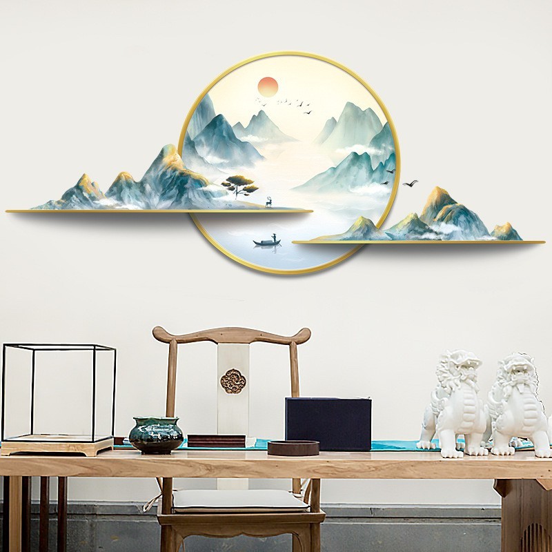 Decal dán tường Phong thủy 3D núi non