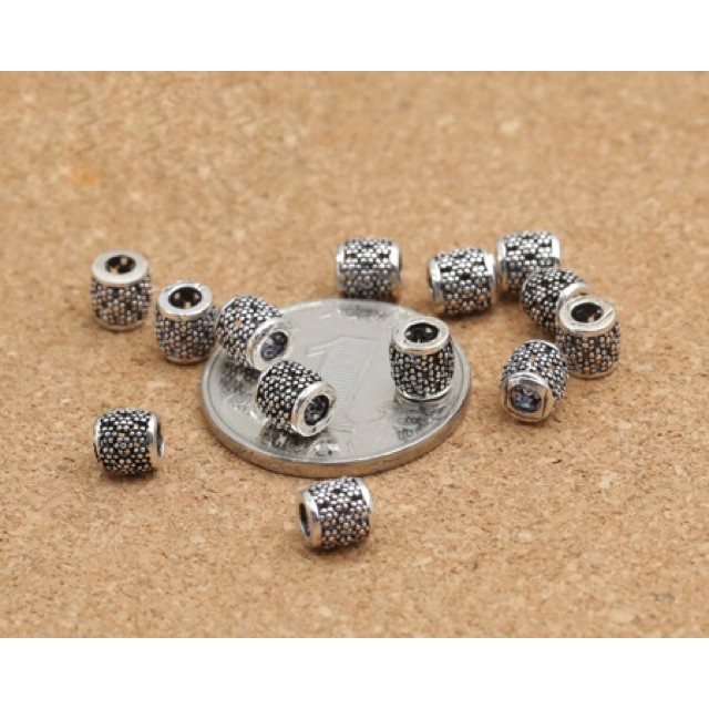 KHO SỈ  Charm bạc trụ họa tiết hoa - Hàng loại 1 cực đẹp PH272