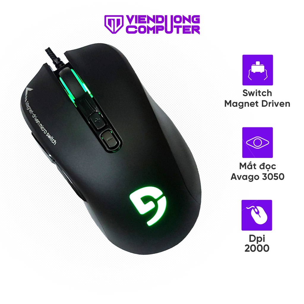 Chuột máy tính Fuhlen G90/L102/A09B Đen kết nối USB nút bấm bất tử ko Double Click bảo hành 24 tháng Viễn Dương Computer