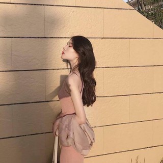 Đầm Body Gân ( Hồng ) Chất liệu Thun gân