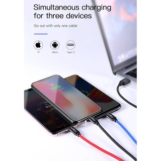 Cáp sạc Baseus 3 đầu dòng ra 3.5A Iphone - type C - micro