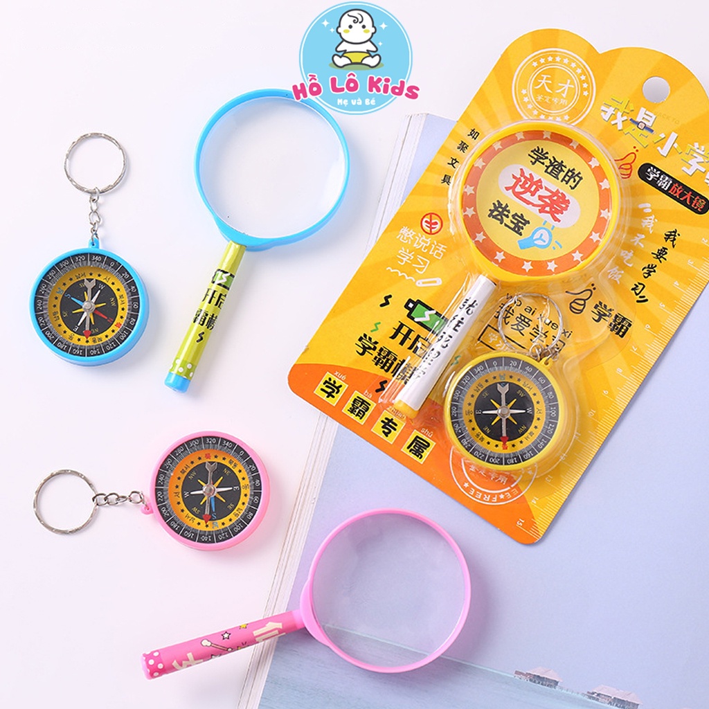 Đồ chơi kính lúp kèm la bàn cho bé, đồ chơi khám phá khoa học giúp bé phát triển thông minh Hồ Lô Kids