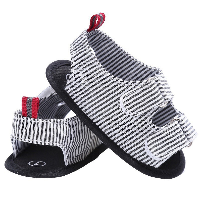 Giày sandal vải canvas kẻ sọc mùa hè đáng yêu cho bé trai