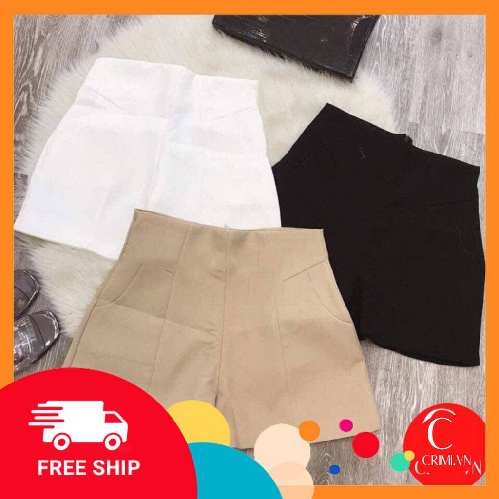 Quần Sooc Nữ🍀FREESHIP50K🍀Quần Sooc Đùi Vải Cạp Cao Cho Nữ