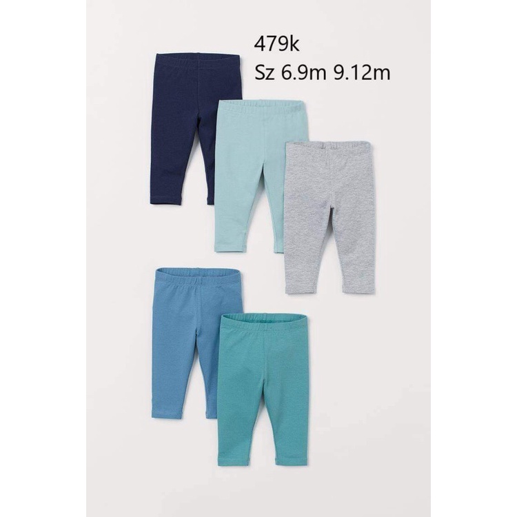 Set 5 quần leggings bé trai, tone xanh - xám - đen, Hờ mờ UK săn SALE